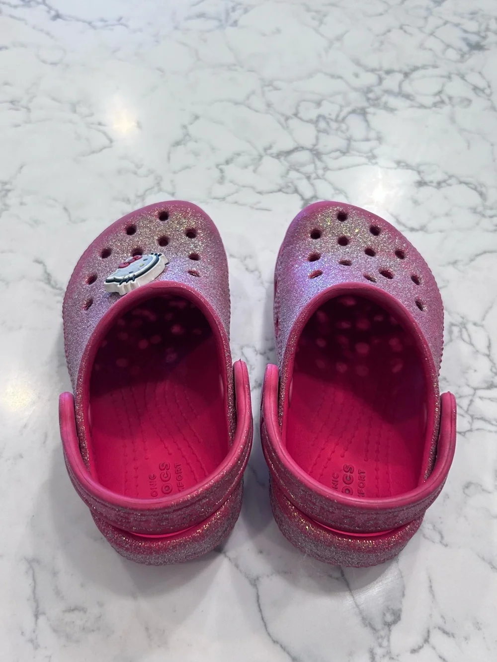 Crocs Pink Glitter Classic Clog Sandals Size 8C